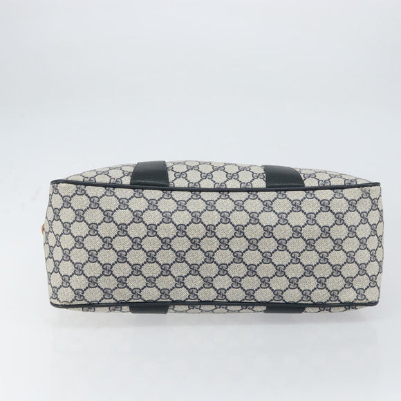 GUCCI GG Supreme Sherry Line Boston Bag PVC Navy Gold 39 02 041 Auth 160862