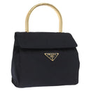 PRADA Hand Bag Nylon Navy Gold Auth 160865-1