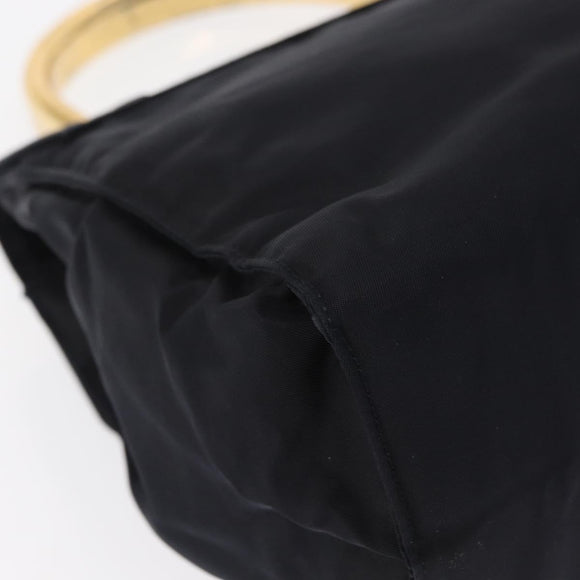 PRADA Hand Bag Nylon Navy Gold Auth 160865