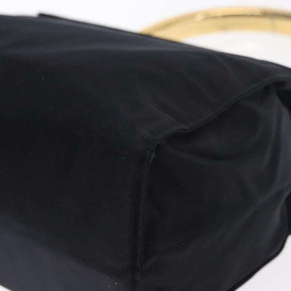 PRADA Hand Bag Nylon Navy Gold Auth 160865