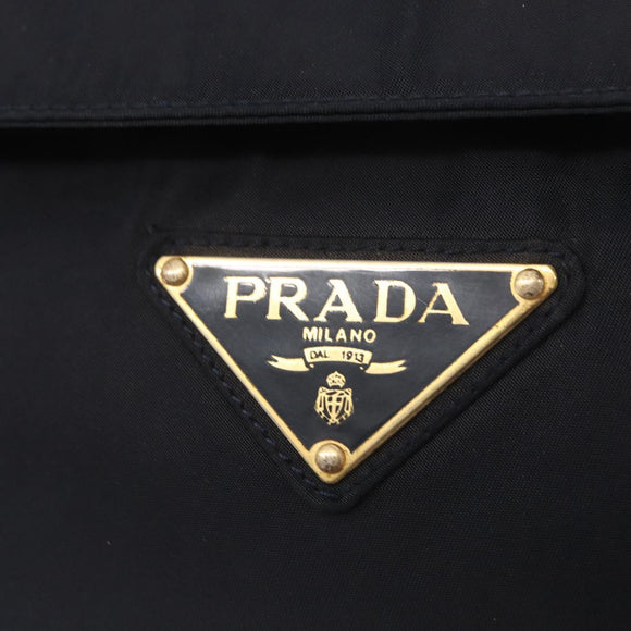 PRADA Hand Bag Nylon Navy Gold Auth 160865
