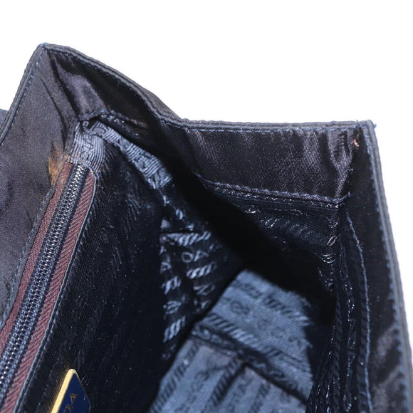 PRADA Hand Bag Nylon Navy Gold Auth 160865