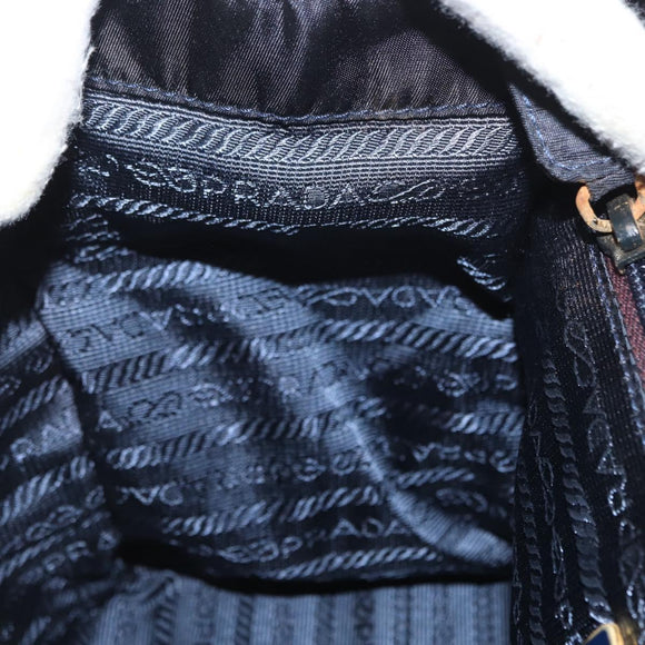 PRADA Hand Bag Nylon Navy Gold Auth 160865