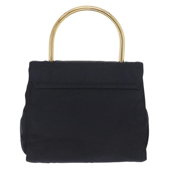 PRADA Hand Bag Nylon Navy Gold Auth 160865