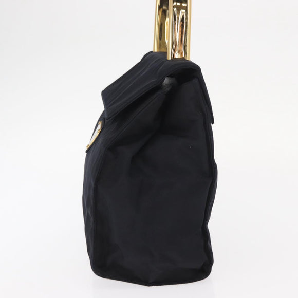 PRADA Hand Bag Nylon Navy Gold Auth 160865