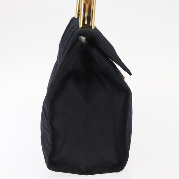 PRADA Hand Bag Nylon Navy Gold Auth 160865