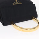 PRADA Hand Bag Nylon Navy Gold Auth 160865-6