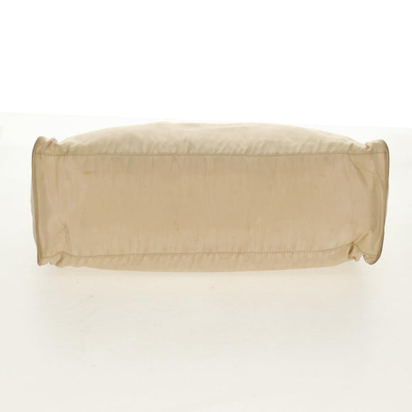 PRADA Chain Shoulder Bag Nylon Beige Silver Auth 160872