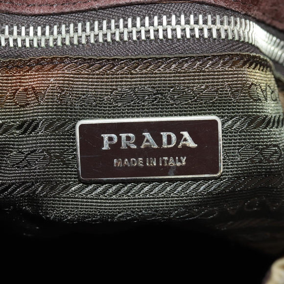 PRADA Chain Shoulder Bag Nylon Beige Silver Auth 160872