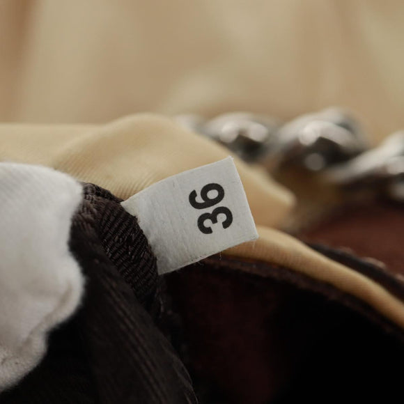 PRADA Chain Shoulder Bag Nylon Beige Silver Auth 160872