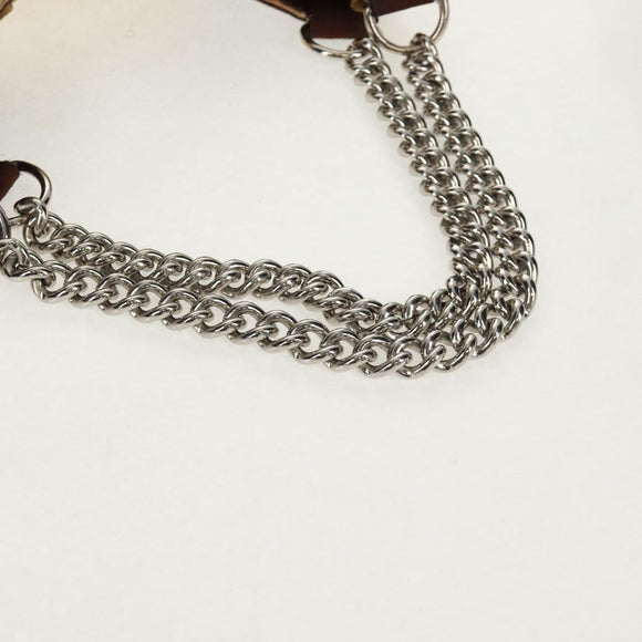 PRADA Chain Shoulder Bag Nylon Beige Silver Auth 160872