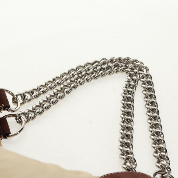 PRADA Chain Shoulder Bag Nylon Beige Silver Auth 160872