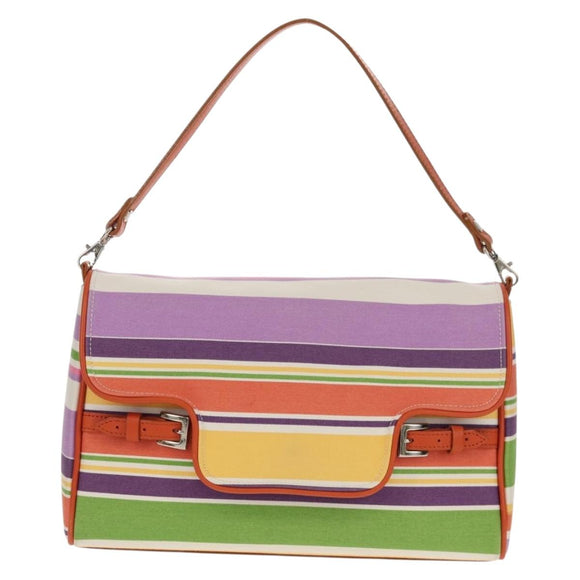 BURBERRY Shoulder Bag Canvas Multicolor Silver Auth 160873V