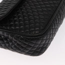 BALLY Chain Shoulder Bag Leather Black Gold Auth 160874-9