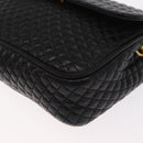 BALLY Chain Shoulder Bag Leather Black Gold Auth 160874-14