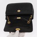 BALLY Chain Shoulder Bag Leather Black Gold Auth 160874-10