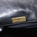 BALLY Chain Shoulder Bag Leather Black Gold Auth 160874-18