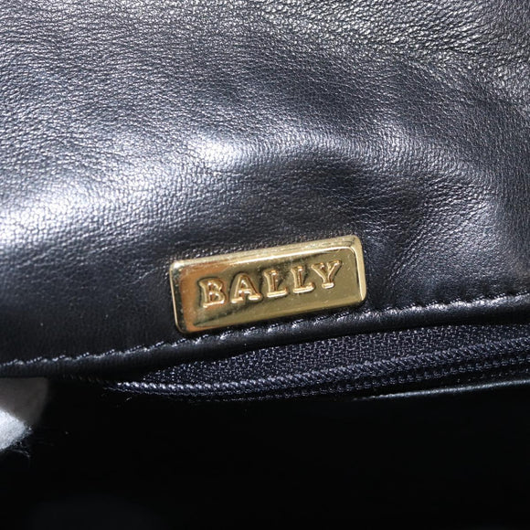 BALLY Chain Shoulder Bag Leather Black Gold Auth 160874