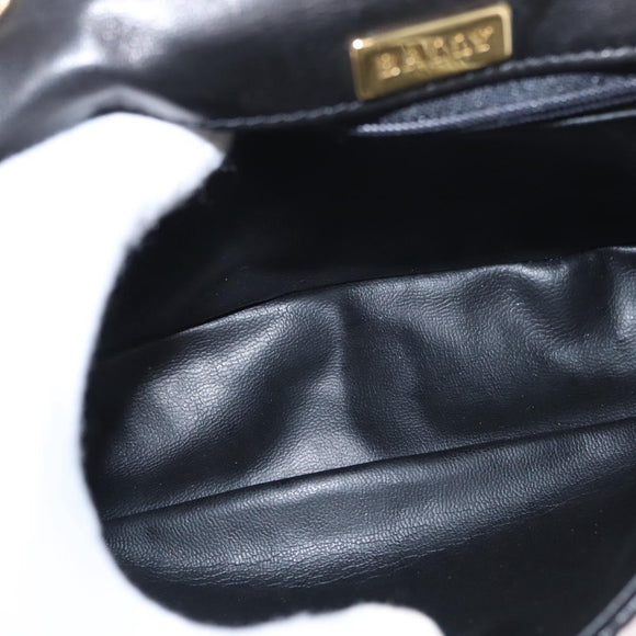 BALLY Chain Shoulder Bag Leather Black Gold Auth 160874