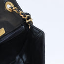 BALLY Chain Shoulder Bag Leather Black Gold Auth 160874-19