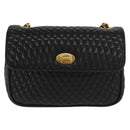 BALLY Chain Shoulder Bag Leather Black Gold Auth 160874-13