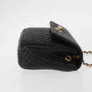 BALLY Chain Shoulder Bag Leather Black Gold Auth 160874-3