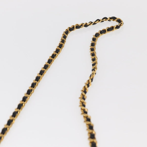 BALLY Chain Shoulder Bag Leather Black Gold Auth 160874