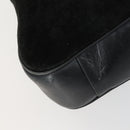 GUCCI Bamboo Shoulder Bag Suede 2way Black Gold 001 2404 1577 Auth 160875-13