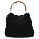 GUCCI Bamboo Shoulder Bag Suede 2way Black Gold 001 2404 1577 Auth 160875-3