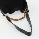 GUCCI Bamboo Shoulder Bag Suede 2way Black Gold 001 2404 1577 Auth 160875-7