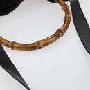 GUCCI Bamboo Shoulder Bag Suede 2way Black Gold 001 2404 1577 Auth 160875-9
