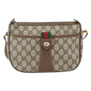 GUCCI GG Supreme Web Sherry Line Bag PVC Beige Gold 89 02 032 Auth 160877-2