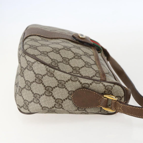 GUCCI GG Supreme Web Sherry Line Bag PVC Beige Gold 89 02 032 Auth 160877