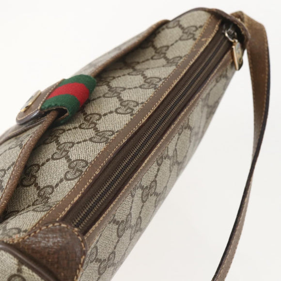 GUCCI GG Supreme Web Sherry Line Bag PVC Beige Gold 89 02 032 Auth 160877
