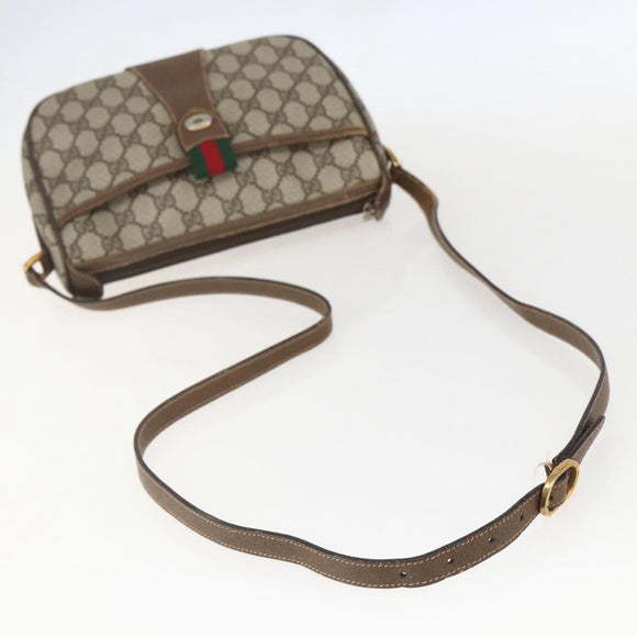 GUCCI GG Supreme Web Sherry Line Bag PVC Beige Gold 89 02 032 Auth 160877