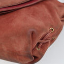 GUCCI Heart Shoulder Bag Suede Red Gold 95107 Auth 160878-10