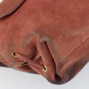 GUCCI Heart Shoulder Bag Suede Red Gold 95107 Auth 160878-11