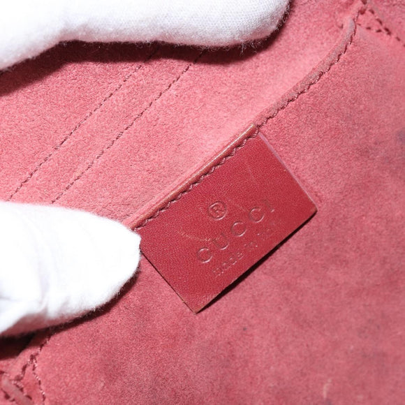 GUCCI Heart Shoulder Bag Suede Red Gold 95107 Auth 160878