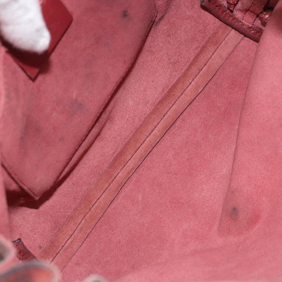 GUCCI Heart Shoulder Bag Suede Red Gold 95107 Auth 160878