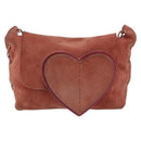 GUCCI Heart Shoulder Bag Suede Red Gold 95107 Auth 160878-2