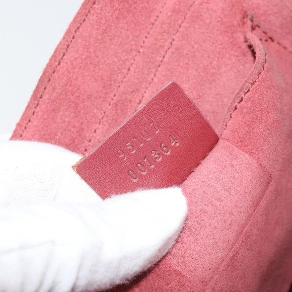 GUCCI Heart Shoulder Bag Suede Red Gold 95107 Auth 160878