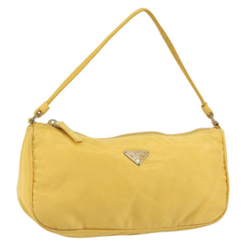 PRADA Accessory Pouch Nylon Yellow Auth 160881