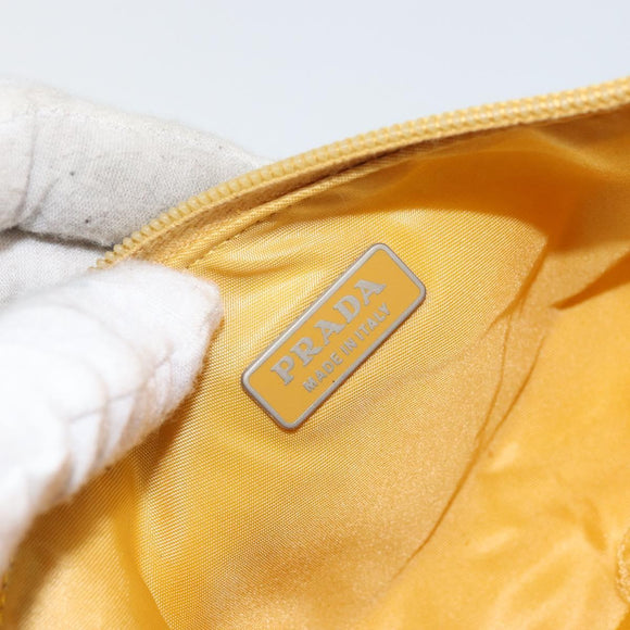 PRADA Accessory Pouch Nylon Yellow Auth 160881