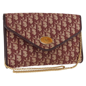 Christian Dior Trotter Canvas Shoulder Bag Red Gold Auth 160882