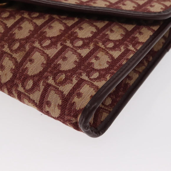 Christian Dior Trotter Canvas Shoulder Bag Red Gold Auth 160882