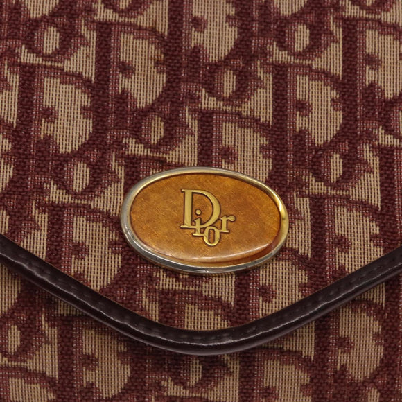 Christian Dior Trotter Canvas Shoulder Bag Red Gold Auth 160882