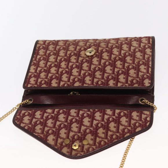 Christian Dior Trotter Canvas Shoulder Bag Red Gold Auth 160882