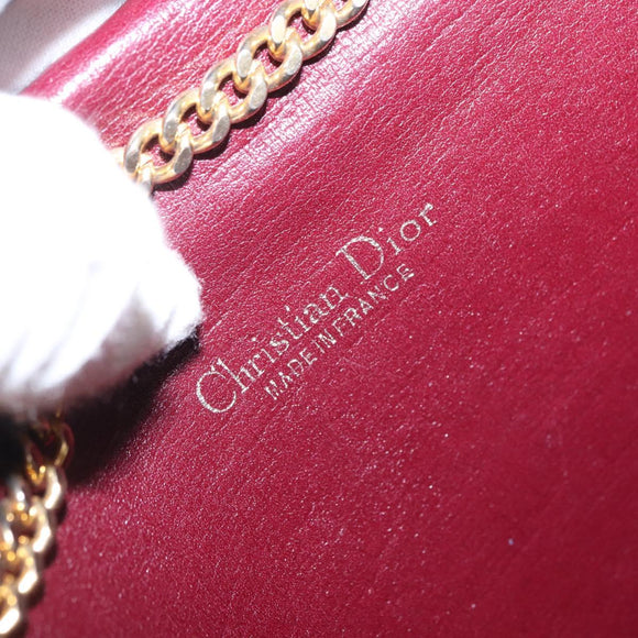Christian Dior Trotter Canvas Shoulder Bag Red Gold Auth 160882