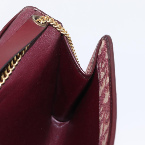 Christian Dior Trotter Canvas Shoulder Bag Red Gold Auth 160882