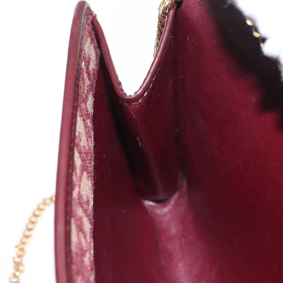 Christian Dior Trotter Canvas Shoulder Bag Red Gold Auth 160882